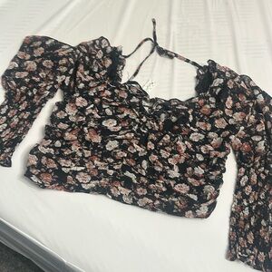 NWT SHE AND SKY L/S SHIRRED TOP